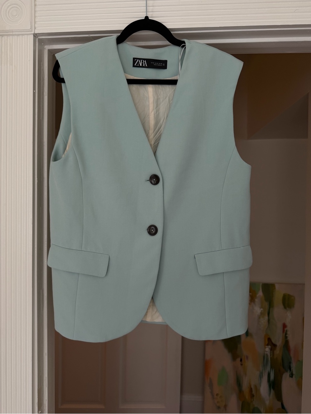 Zara light blue Sleeveless Blazer Vest Medium